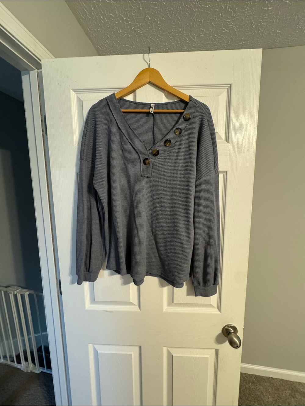 ePretty Waffle Knit Top in Dusty Blue-Grey